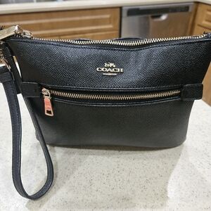 COACH Black Leather Wristlet, Coach Clutch Handbag
